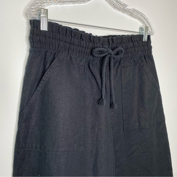 Banana Republic Black Hemp Cotton Blend Wide Leg Paperbag Pant - Picture 2 of 12